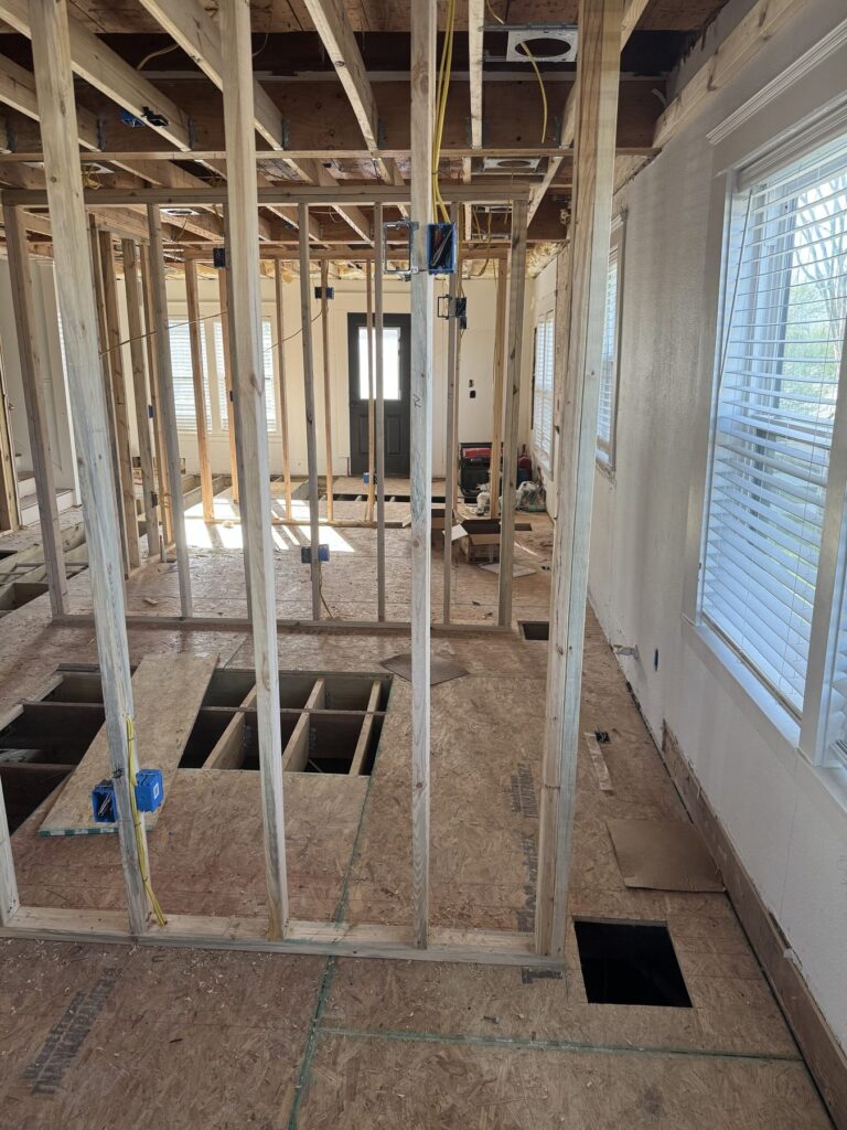 Our building taken down to the studs during the restoration