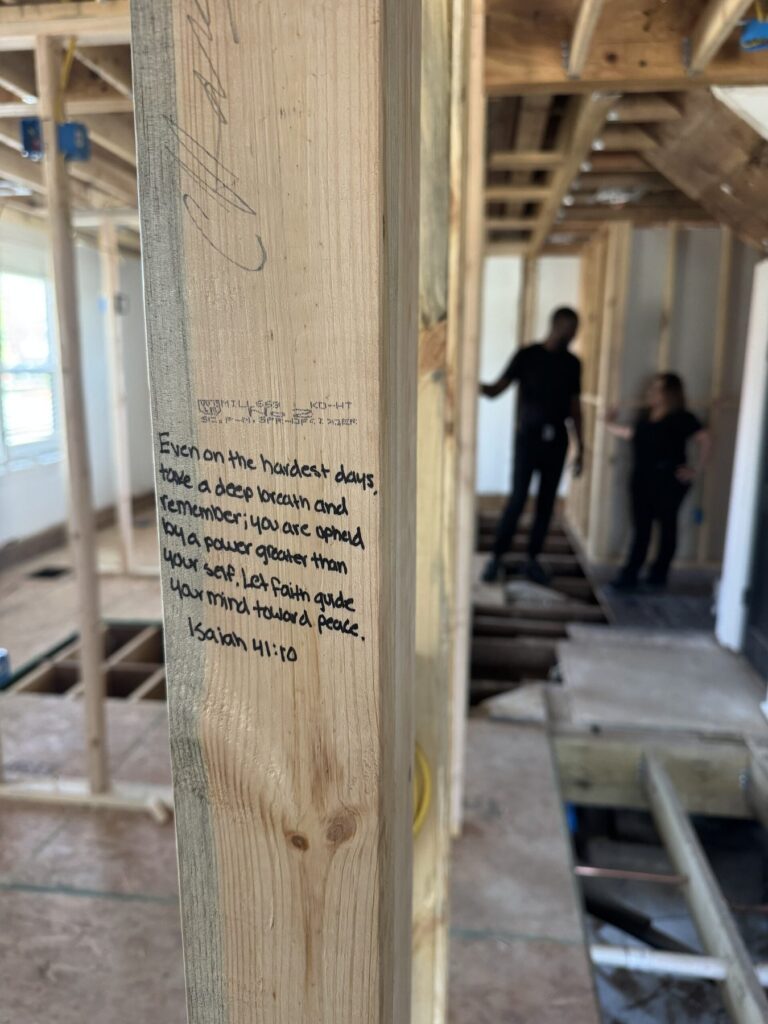 A scripture verse written into the framing during our restoration